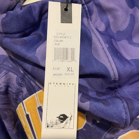 RARE NWT Eternity BC/AD PURPLE SHARK EMBROIDERED HOODIE - Picture 4 of 5